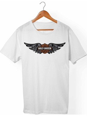 Muggkuppa Harley Davidson Unisex-Erkek Beyaz T-Shirt