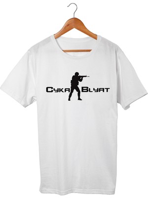 Muggkuppa Cs-Go Cyka Blyat Beyaz T-Shirt