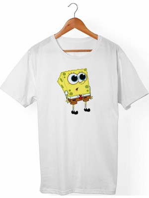 Muggkuppa Süngerbob Unisex-Kadın Beyaz T-Shirt