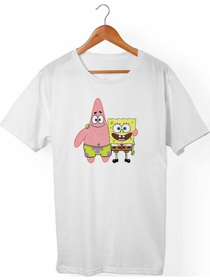 Muggkuppa Süngerbob Unisex-Erkek Beyaz T-Shirt