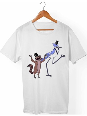 Muggkuppa Regular Show Unisex-Erkek Beyaz T-Shirt