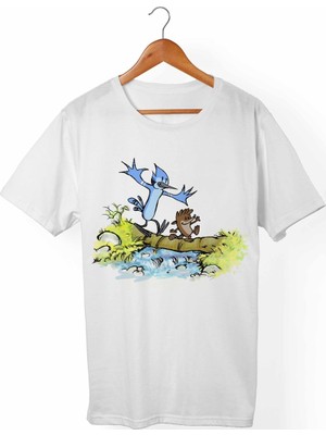 Muggkuppa Regular Show Unisex-Erkek Beyaz T-Shirt