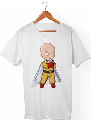 Muggkuppa One-Punch Man Unisex-Kadın Beyaz T-Shirt