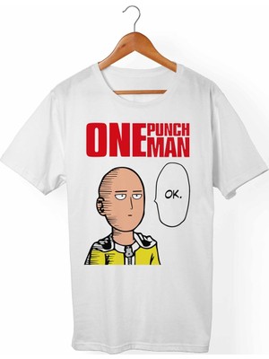 Muggkuppa One-Punch Man Unisex-Erkek Beyaz T-Shirt