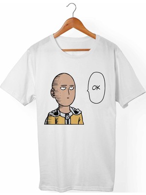 Muggkuppa One-Punch Man Unisex-Kadın Beyaz T-Shirt