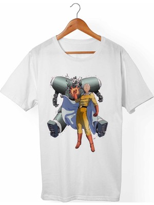 Muggkuppa One-Punch Man Unisex-Kadın Beyaz T-Shirt