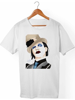 Muggkuppa Marilyn Manson Unisex-Kadın Beyaz T-Shirt