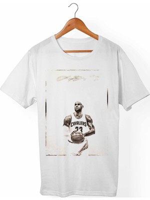 Muggkuppa Lebron James Unisex-Erkek Beyaz T-Shirt