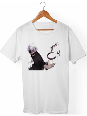 Muggkuppa Tokyo Ghoul Kaneki Unisex-Kadın Beyaz T-Shirt