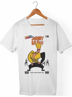 Muggkuppa Johnny Bravo Unisex-Kadın Beyaz T-Shirt