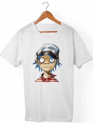 Muggkuppa Gorillaz Unisex-Erkek Beyaz T-Shirt