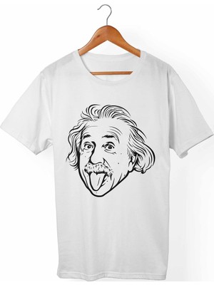 Muggkuppa Einstein Unisex-Erkek Beyaz T-Shirt