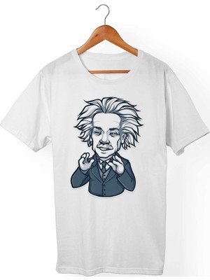 Muggkuppa Einstein Unisex-Kadın Beyaz T-Shirt