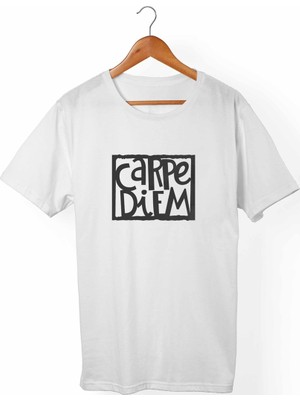 Muggkuppa Carpediem Unisex-Erkek Beyaz T-Shirt