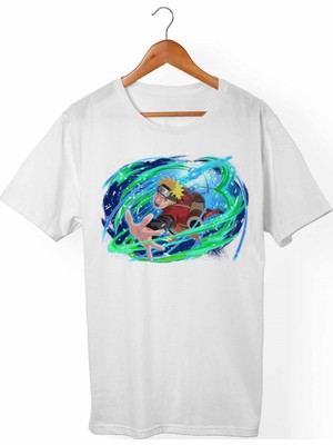 Muggkuppa Naruto Uzumaki Unisex-Erkek Beyaz T-Shirt