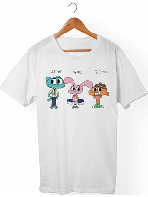 Muggkuppa Gumball Unisex-Kadın Beyaz T-Shirt