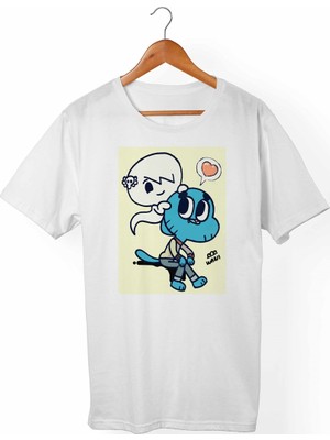 Muggkuppa Gumball Unisex-Erkek Beyaz T-Shirt