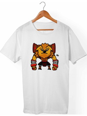 Muggkuppa Dota 2 Earthshaker Unisex-Erkek Beyaz T-Shirt