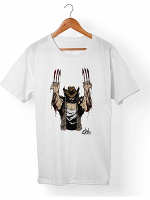 Muggkuppa Wolverine Logan Unisex-Erkek Beyaz T-Shirt
