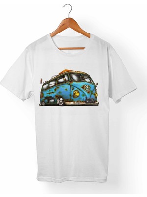 Muggkuppa Vw Bus-Hippie Unisex-Kadın Beyaz T-Shirt