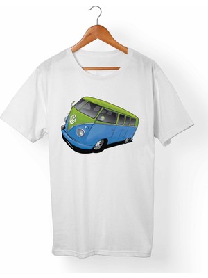 Muggkuppa Vw Bus-Hippie Unisex-Erkek Beyaz T-Shirt