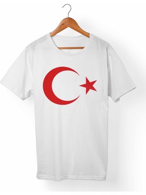 Muggkuppa Ay Yıldız Türk-Bozkurt Unisex-Erkek Beyaz T-Shirt