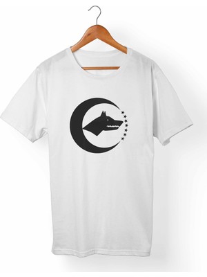 Muggkuppa Ay Yıldız Türk-Bozkurt Unisex-Kadın Beyaz T-Shirt