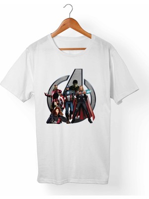 Muggkuppa The Avengers Unisex-Erkek Beyaz T-Shirt