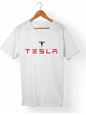 Muggkuppa Tesla Unisex-Kadın Beyaz T-Shirt