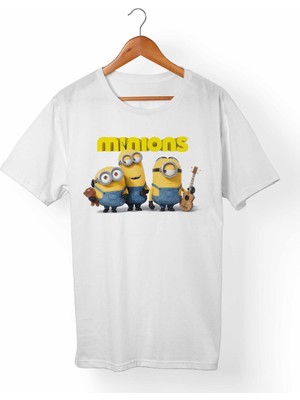 Muggkuppa Minions Unisex-Erkek Beyaz T-Shirt