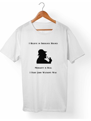 Muggkuppa Sherlock Holmes-Sher Locked Unisex-Erkek Beyaz T-Shirt