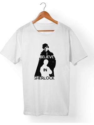 Muggkuppa Sherlock Holmes-Sher Locked Unisex-Kadın Beyaz T-Shirt