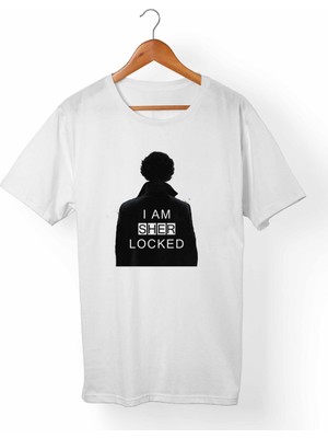 Muggkuppa Sherlock Holmes-Sher Locked Unisex-Kadın Beyaz T-Shirt
