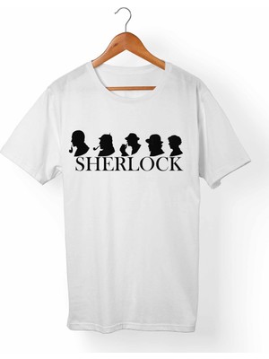 Muggkuppa Sherlock Holmes-Sher Locked Unisex-Erkek Beyaz T-Shirt