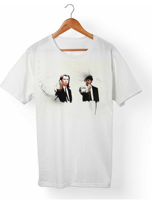 Muggkuppa Pulp Fiction-Ucuz Roman Unisex-Kadın Beyaz T-Shirt