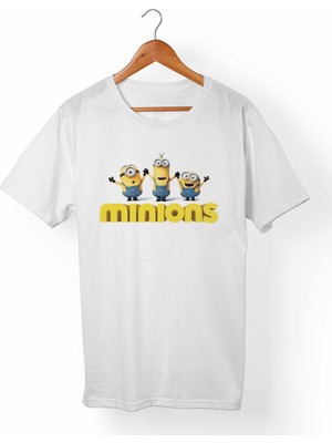 Muggkuppa Minions Unisex-Erkek Beyaz T-Shirt