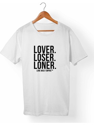 Muggkuppa Lover Loser Unisex-Kadın Beyaz T-Shirt