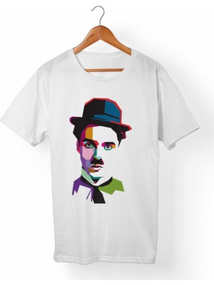Muggkuppa Charlie Chaplin Unisex-Erkek Beyaz T-Shirt