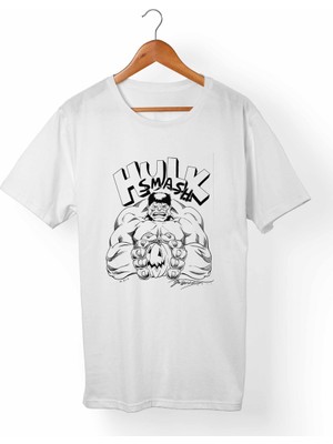 Muggkuppa Hulk Unisex-Erkek Beyaz T-Shirt
