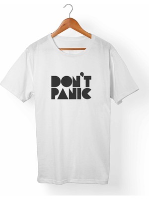Muggkuppa Don'T Panic Unisex-Erkek Beyaz T-Shirt