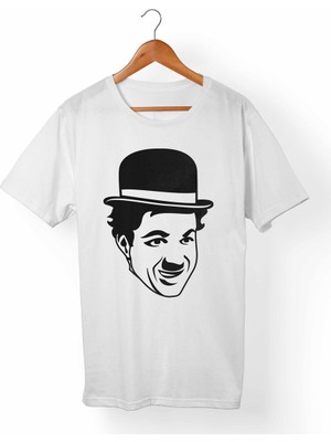 Muggkuppa Charlie Chaplin Unisex-Kadın Beyaz T-Shirt