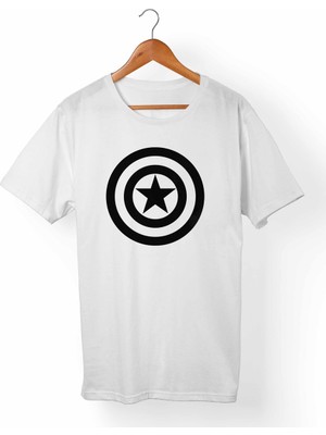 Muggkuppa Captain America Unisex-Kadın Beyaz T-Shirt