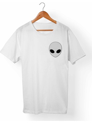 Muggkuppa Alien Unisex-Erkek Beyaz T-Shirt