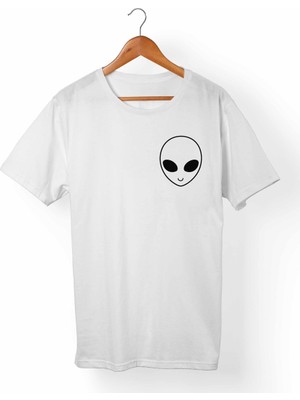 Muggkuppa Alien Unisex-Kadın Beyaz T-Shirt