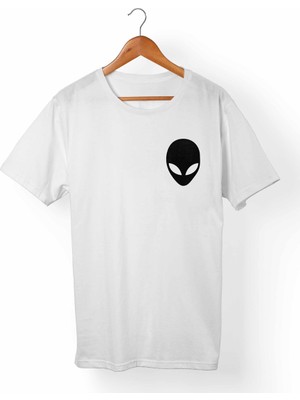 Muggkuppa Alien Unisex-Erkek Beyaz T-Shirt