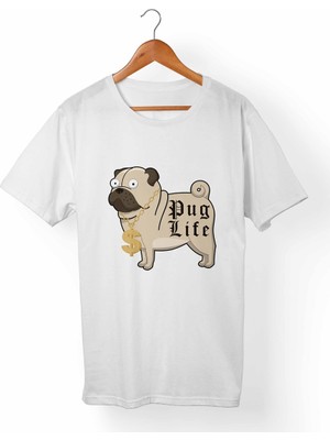 Muggkuppa Pug Dog Beyaz T-Shirt