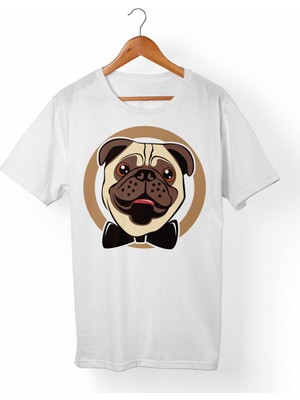 Muggkuppa Pug Dog Beyaz T-Shirt