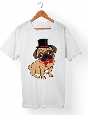 Muggkuppa Pug Dog Beyaz T-Shirt
