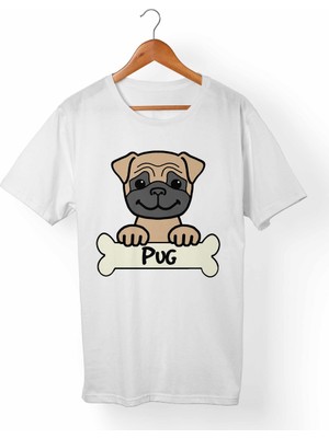 Muggkuppa Pug Dog Beyaz T-Shirt