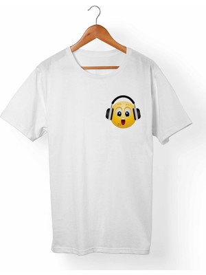 Muggkuppa Kulaklık-Headphone Baskılı Beyaz T-Shirt